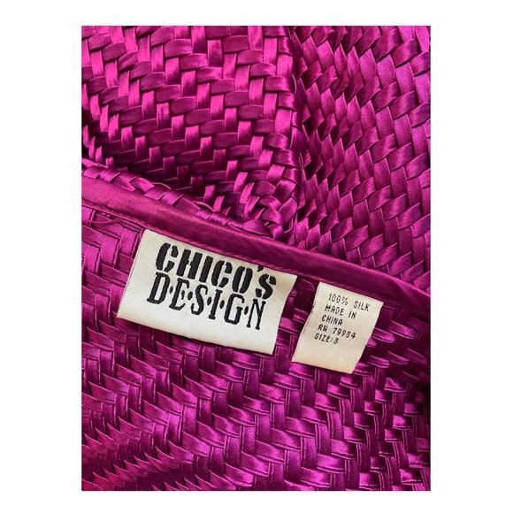 Chico's Design Women Magenta Pink Open Cardigan Blazer Silk Size Large - Picture 4 of 4